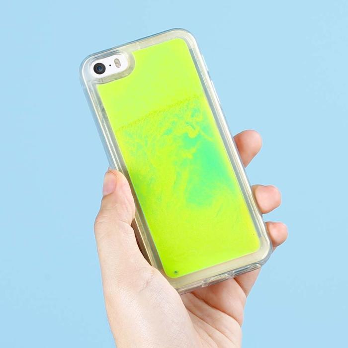 OEM - Liquid Neon Sand skal till iPhone 5/5s/SE - Grön