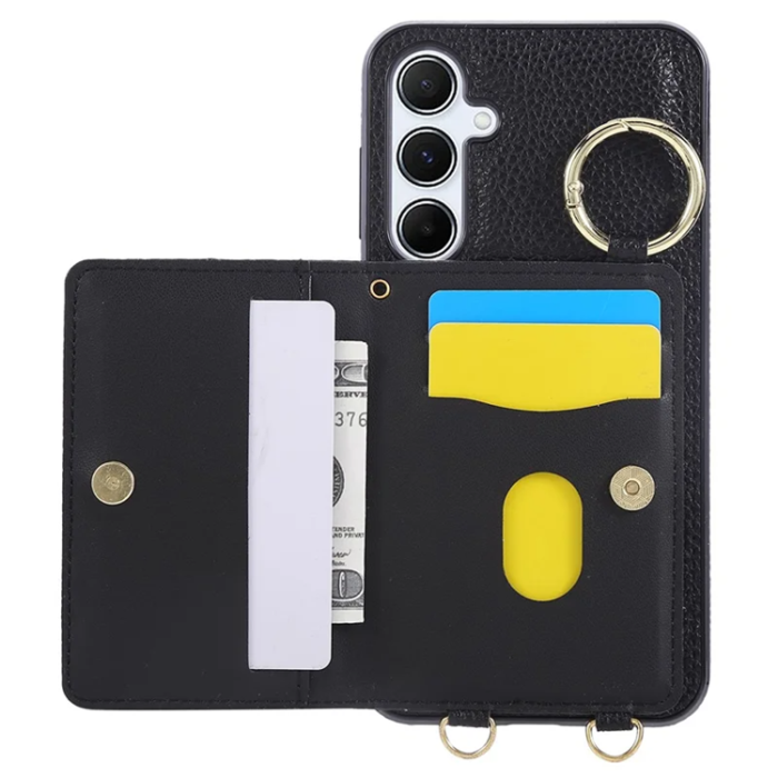 A-One Brand - Galaxy A17 5G/4G Mobilskal Korthållare Kickstand Rhombus - Svart