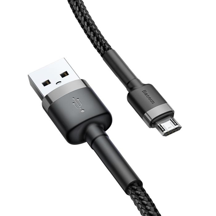 BASEUS - BASEUS Cafule USB-A till microUSB Kabel QC3.0 2.4A 1M svart-grå