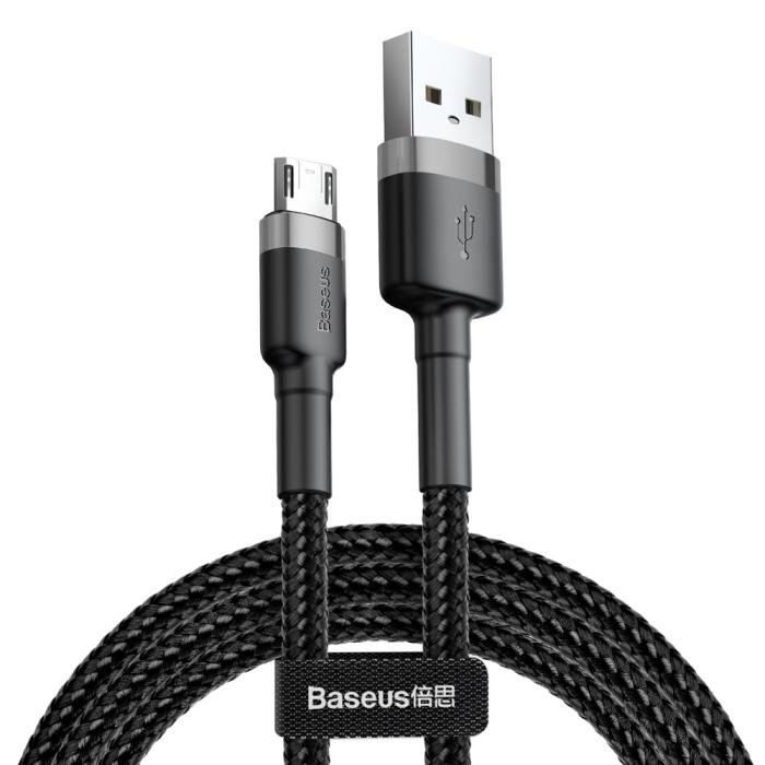 BASEUS - BASEUS Cafule USB-A till microUSB Kabel QC3.0 2.4A 1M svart-grå