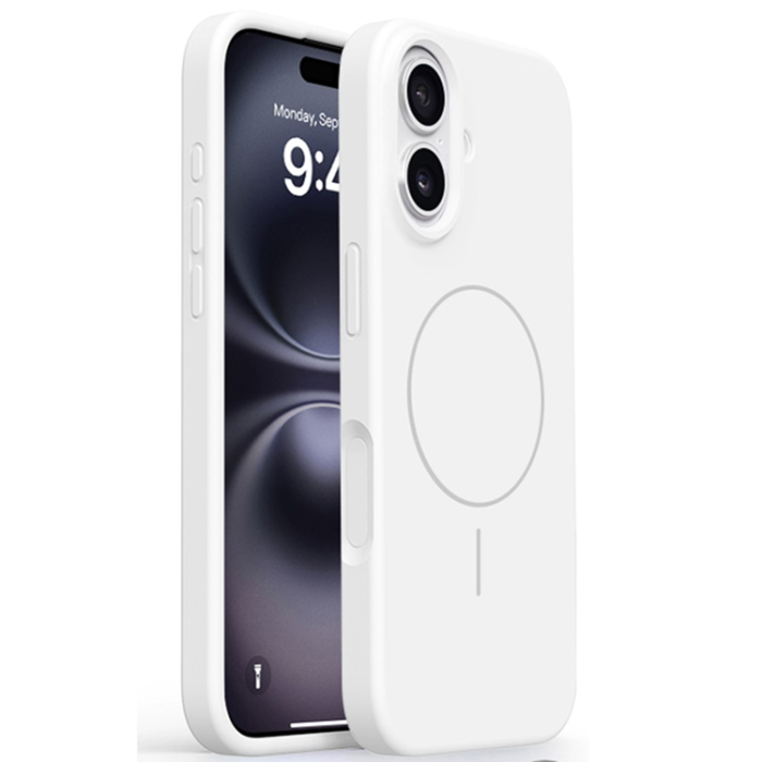 A-One Brand - iPhone 16 Mobilskal MagSafe Liquid Silikon Microfiber Lining - Vit