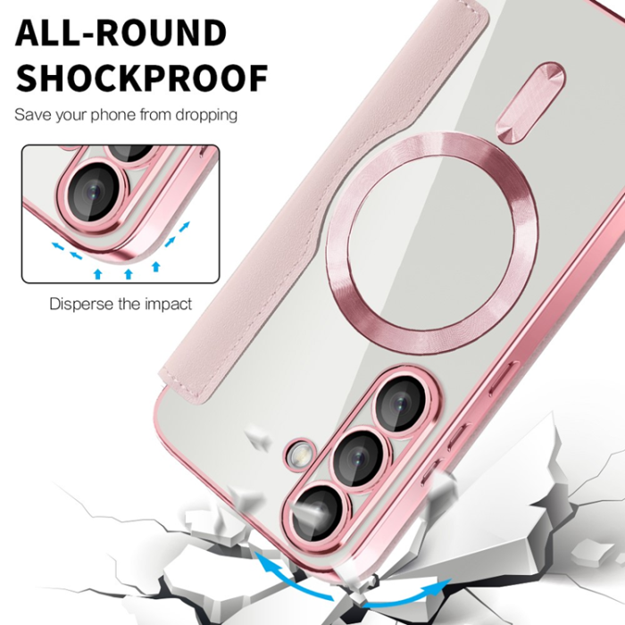 A-One Brand - Galaxy S25 Plånboksfodral MagSafe RFID Blocking - Rosa