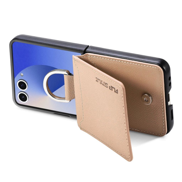 A-One Brand - Galaxy Z Flip 7 Mobilskal Korthållare Kickstand - Beige