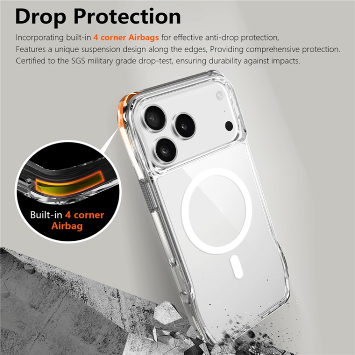 A-One Brand - iPhone 17 Pro Max Mobilskal MagSafe TPU + PC Crystal Clear