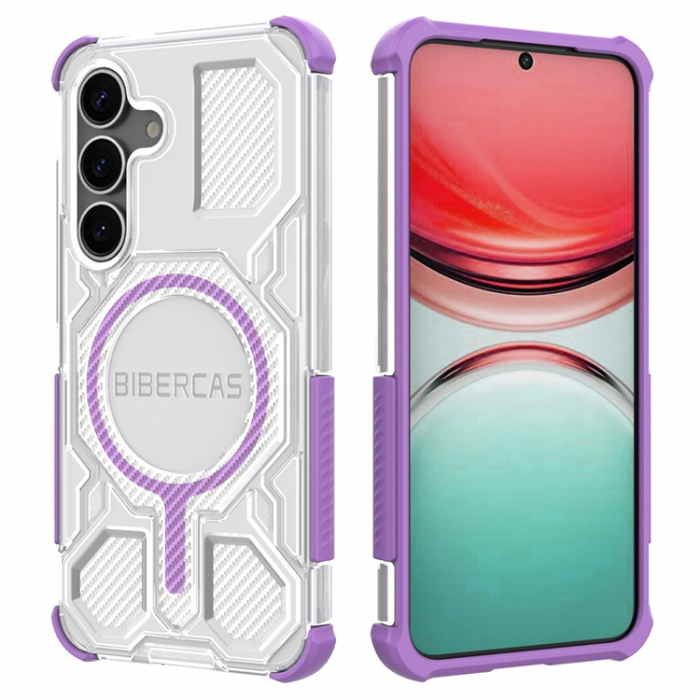 BIBERCAS - BIBERCAS Galaxy S25 Mobilskal MagSafe J-16 Transparent - Lila