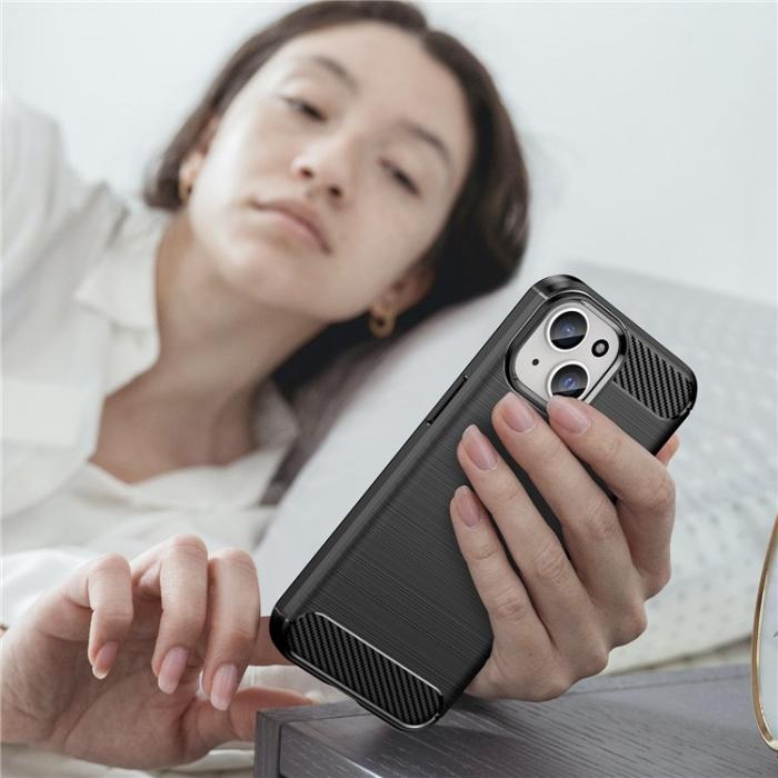 OEM - iPhone 15 Plus Mobilskal Carbon Fiber Brushed - Svart