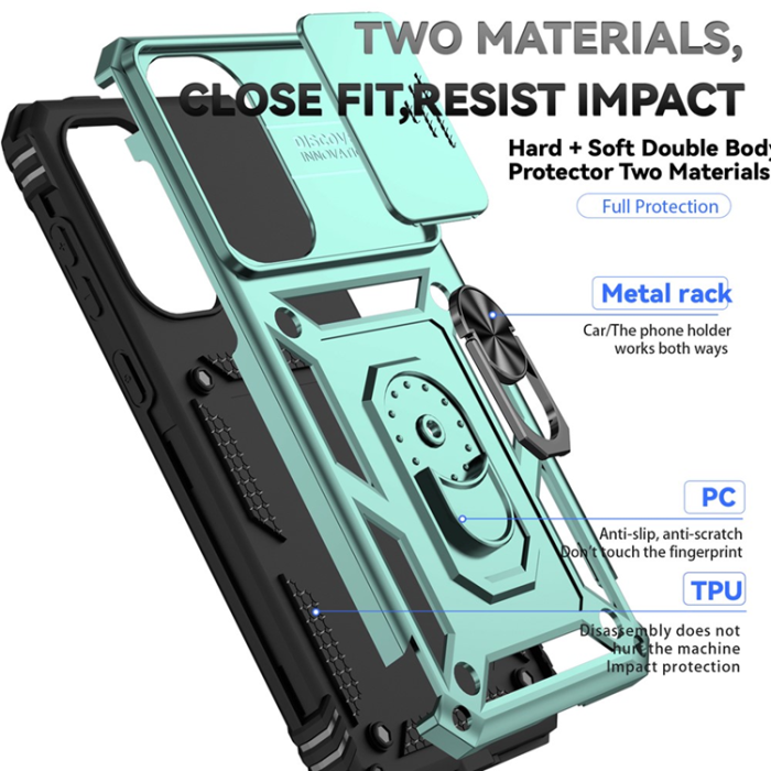 A-One Brand - Galaxy A36/A56 Mobilskal Kickstand PC + TPU - Svartgrön