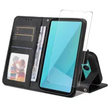 A-One Brand - HAT PRINCE Sony Xperia 10 VII Plånboksfodral Med Härdat Glas - Svart