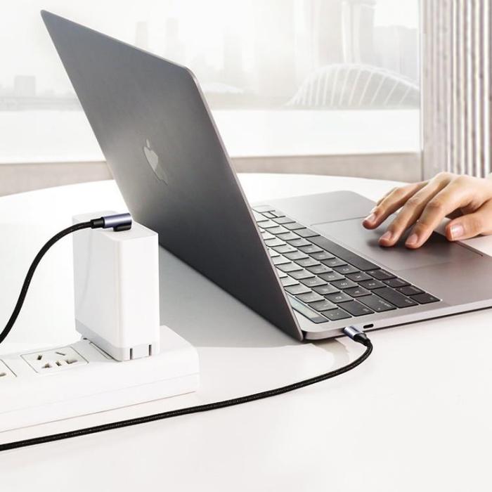 Ugreen - Ugreen Angle USB-C till USB-C kabel 60 W 1m - Svart/Grå