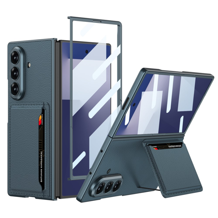 GKK - GKK Galaxy Z Fold 7 Mobilskal Korthållare Kickstativ - Grön