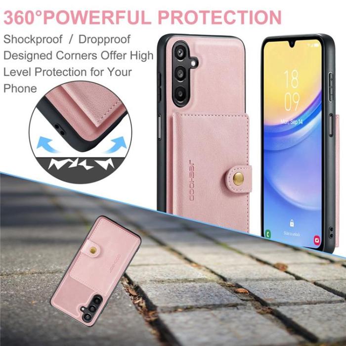 OEM - JEEHOOD Samsung Galaxy A15 4G/5G Mobilskal KonstLäder - Rosa