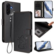 OEM - Love Cat Samsung Galaxy A37 Pl&aring;nboksfodral Konstl&auml;der - Svart