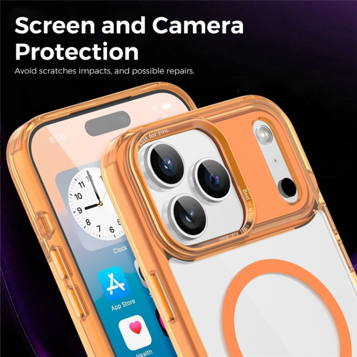 A-One Brand - iPhone 17 Pro Max Mobilskal MagSafe Transparent TPU+PC - Orange