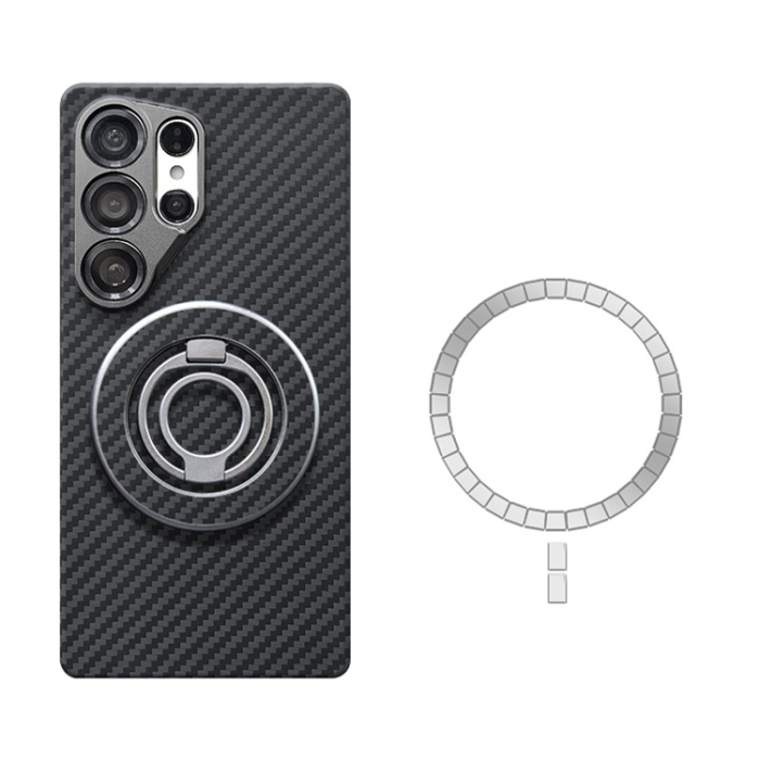 A-One Brand - Galaxy S25 Ultra Mobilskal MagSafe Kevlar Metal Ring - 1500D Coarse