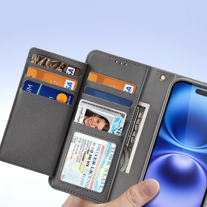 Dux Ducis - Dux Ducis iPhone 16 Plånboksfodral Lawa Läder - Grå