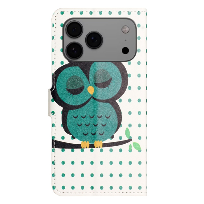 A-One Brand - iPhone 17 Pro Plånboksfodral Pattern Print Läder - Prickar Uggla