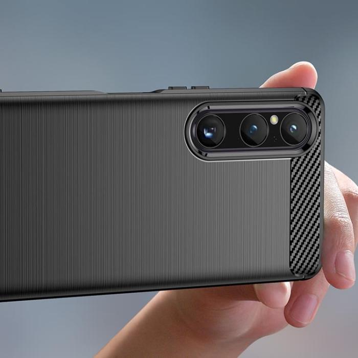 OEM - Sony Xperia 1 V Mobilskal Carbon Silikon - Svart