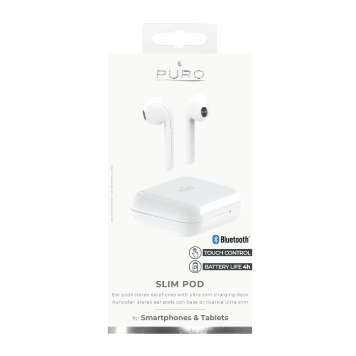 UTGATT1 - Puro - Bluetooth Slim Pod hörlurar med laddstation - Vit