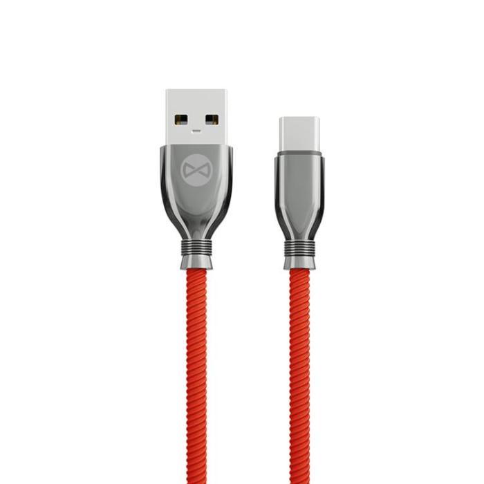 Forever - Forever Tornado USB-C till USB-A kabel 1m 3A - Röd