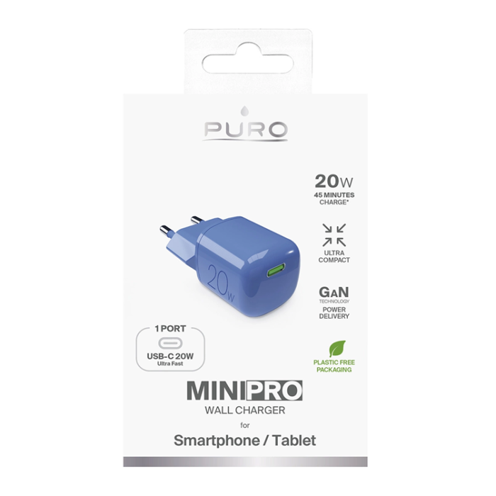 Puro - Puro Snabbladdare 20W GaN USB-C - Blå
