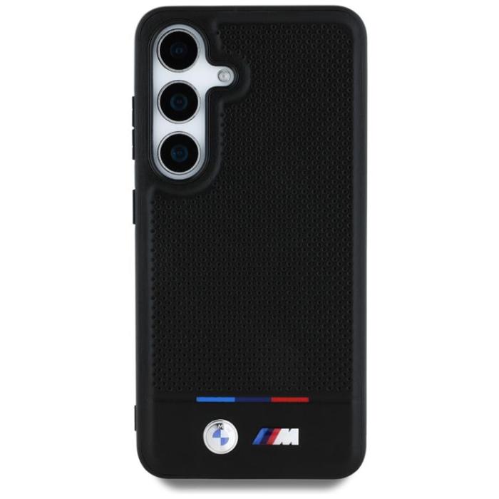 BMW - BMW Galaxy S25 Mobilskal MagSafe Läder Tricolor Stripe - Svart