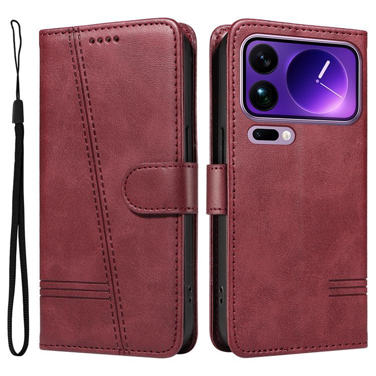 Xiaomi 17 Pro Max Plånboksfodral T Shape Lines - Vinröd | 2353 | AlltMobil