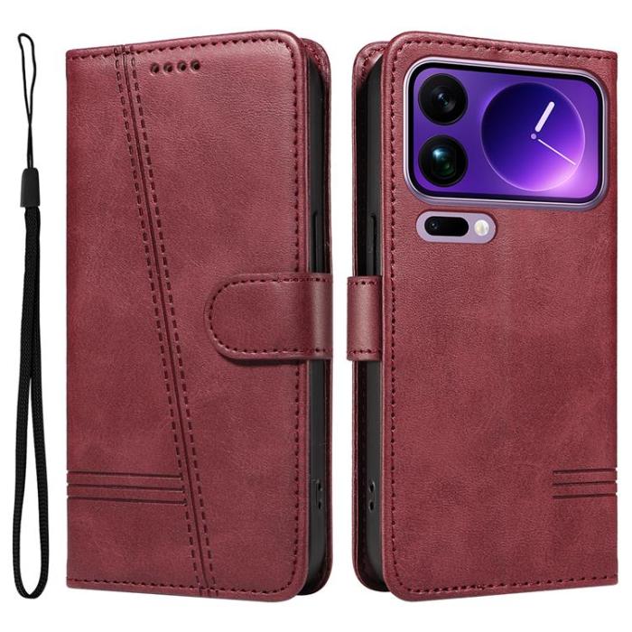 A-One Brand - Xiaomi 17 Pro Max Plånboksfodral T Shape Lines - Vinröd