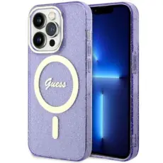 Guess - Guess Mobilskal till iPhone 14 Pro Max MagSafe Glitter Guld - Lila