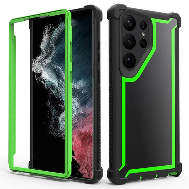 Galaxy S25 Ultra Mobilskal TPU + PC Shockproof (Svart/Grön) | 2353 | AlltMobil