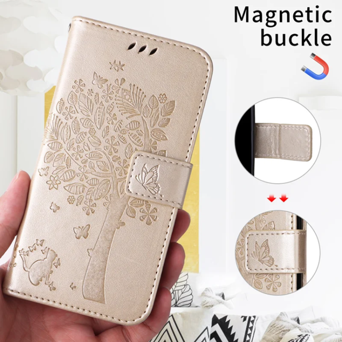 A-One Brand - iPhone 17 Plånboksfodral Tree Pattern - Guld
