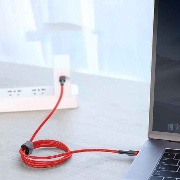 UTGATT1 - SiGN Cafule USB-C till USB-C Kabel, QC 3.0, USB-C PD, 3A, 2m - Röd/Svart
