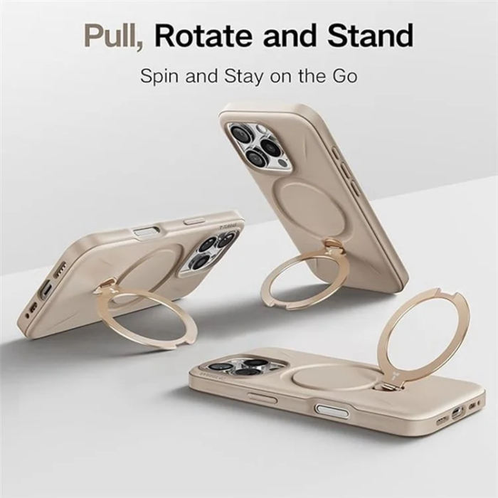 Torras - Torras iPhone 16 Mobilskal Magsafe Ostand Q Pro - Guld