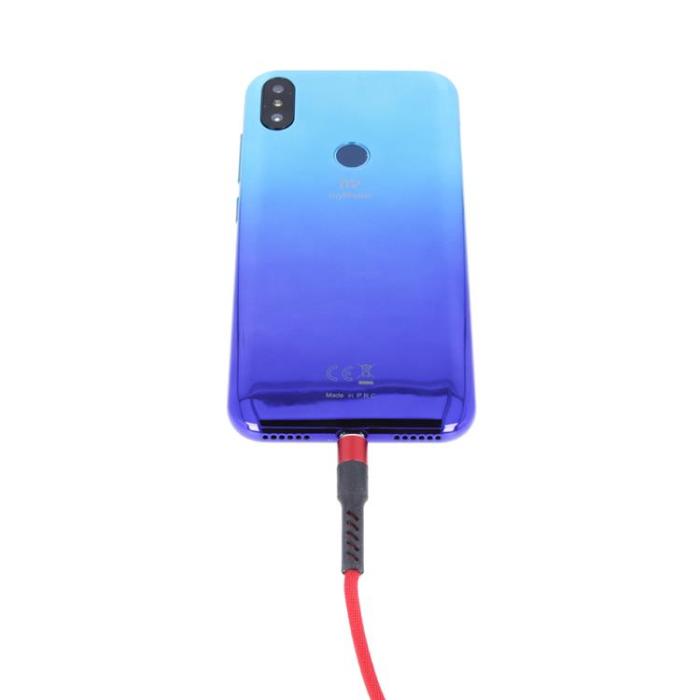 Maxlife - Maxlife USB - USB-C Kabel 1 m 2A - Röd Nylon