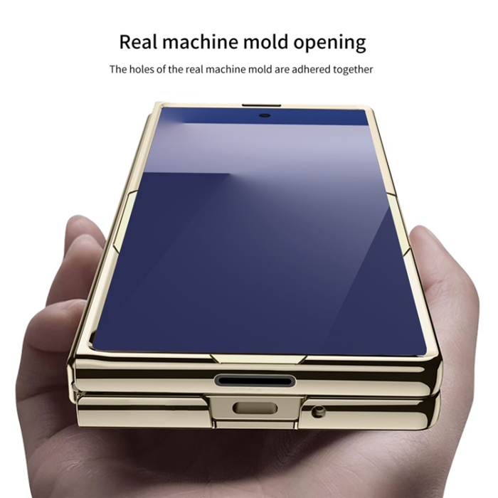 GKK - GKK Galaxy Z Fold 7 Mobilskal Electroplating Med Härdat Glas - Guld