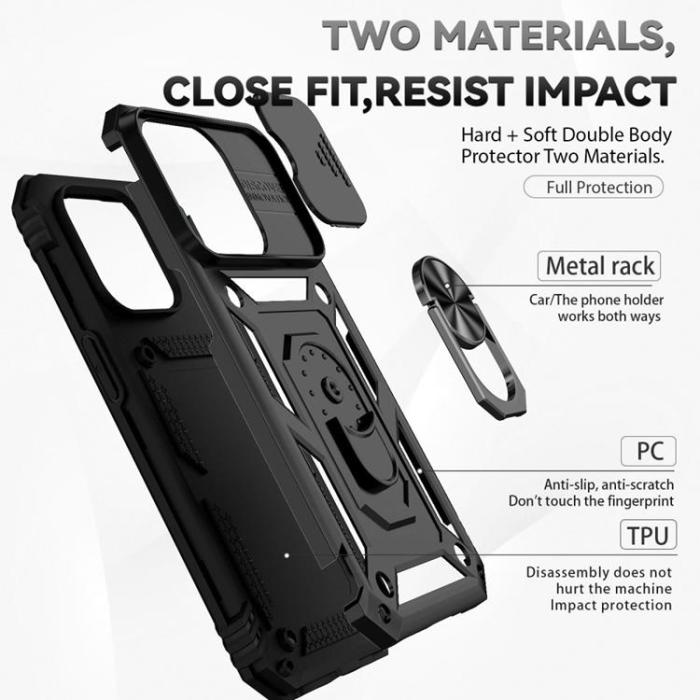 OEM - iPhone 14 Pro Skal Ringhållare Kickstand - Svart