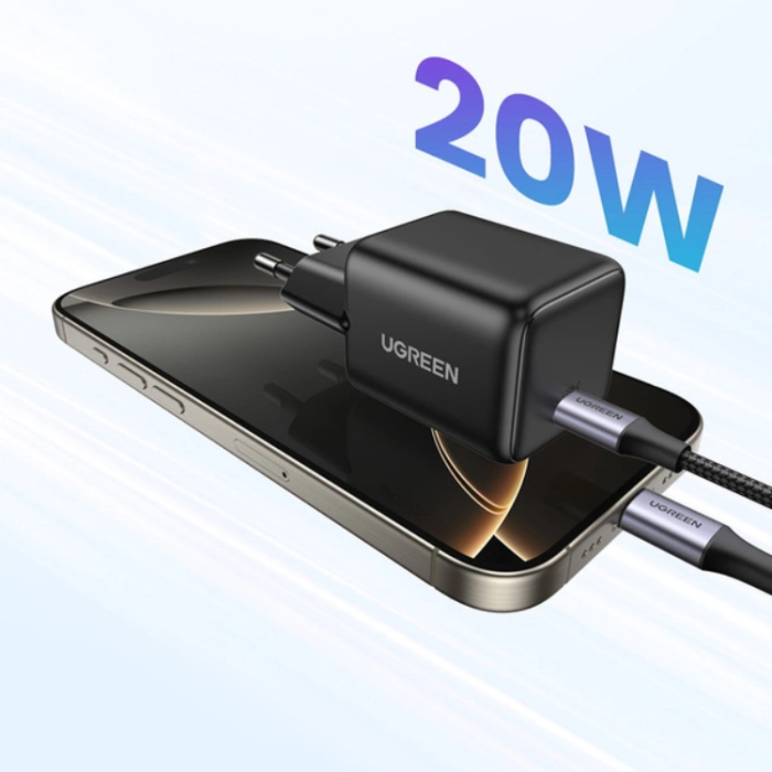 Ugreen - Ugreen GaN Snabbladdare 20W 1 x USB-C X512 - Svart