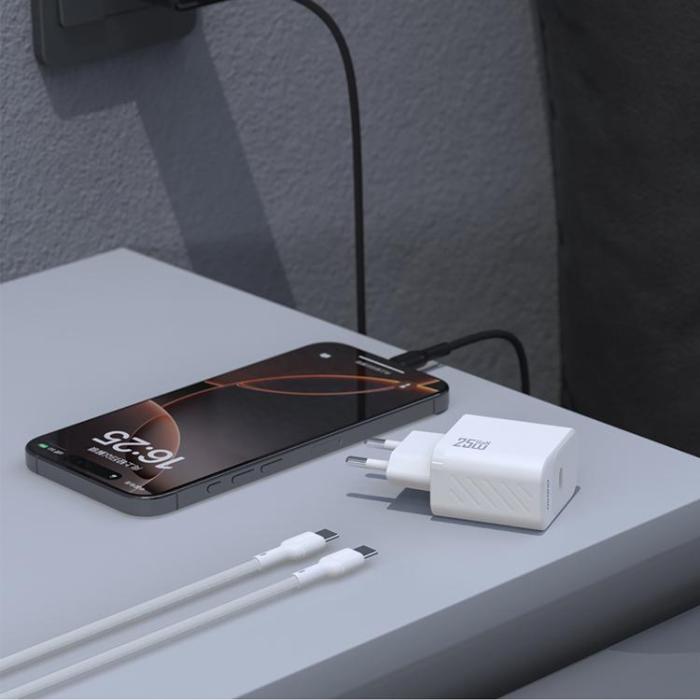 Dudao - Dudao Snabbladdare USB-C PD 25W GaN med USB-C Kabel A27CEU - Vit