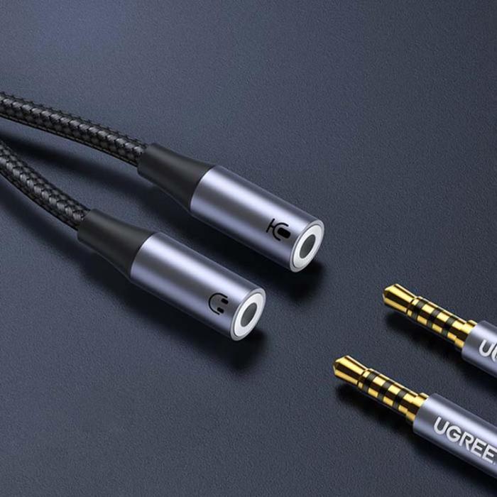 UTGATT1 - Ugreen adapter USB-C 2x 3.5 mm Mini Jack - Svart