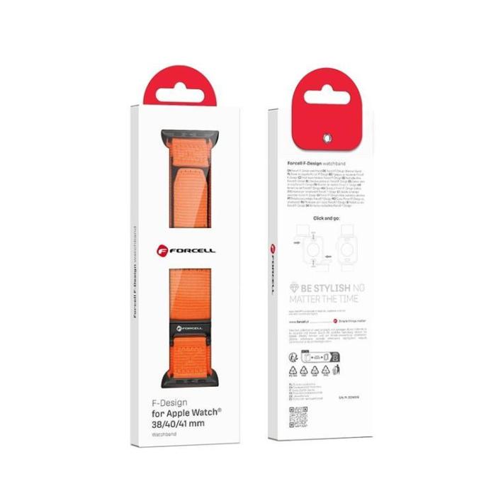 Forcell - Forcell Apple Watch (38/40/41mm) Armband Nylon - Orange
