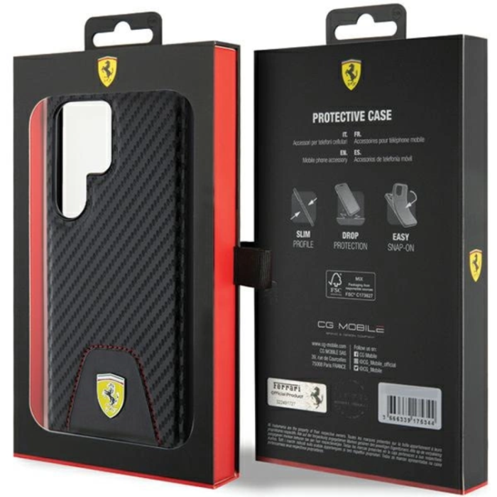 Ferrari - Ferrari Galaxy S24 Ultra Mobilskal Carbon Stitched Bottom - Svart