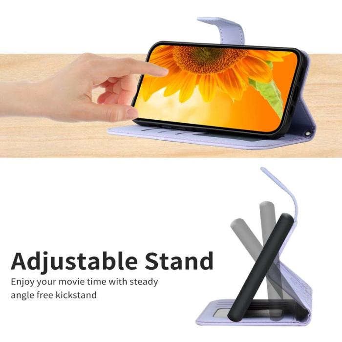 OEM - Samsung Galaxy S26 Plånboksfodral Solros Prägling Konstläder - Lila