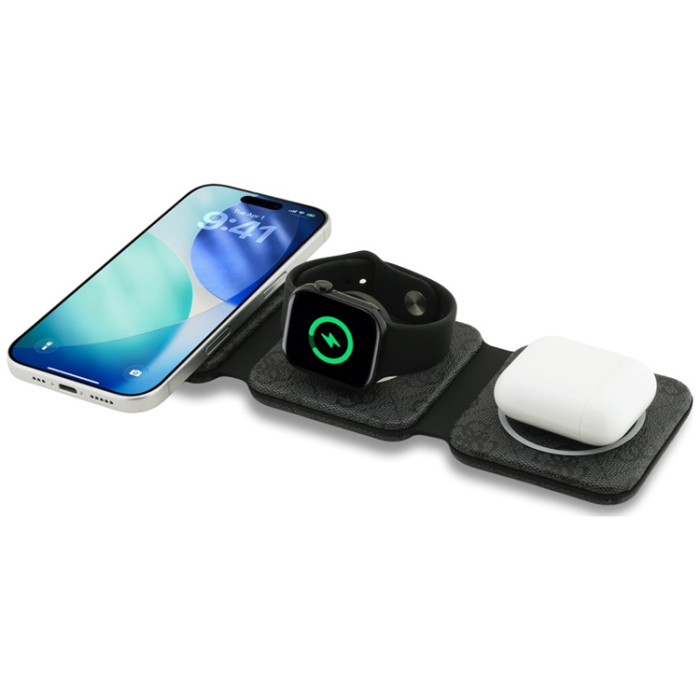 Guess - Guess 3in1 MagSafe Trådlös Laddare 15W iPhone Apple Watch Airpods 4G - Svart