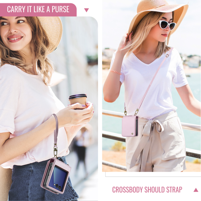 Caseme - CASEME Galaxy Z Flip 7 Plånboksfodral RFID Blocking C22 - Rosa