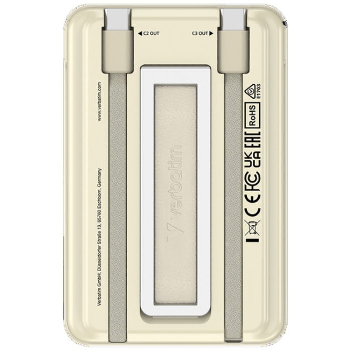 Verbatim - Verbatim MagSafe Powerbank 5000mAh 15W 2xUSB-C Kablar n Go - Guld