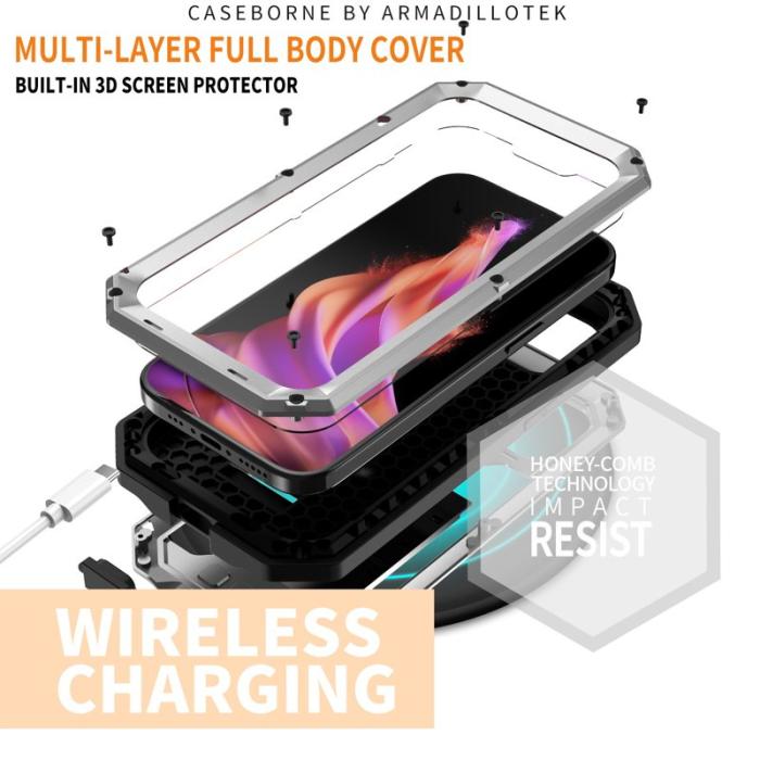 R-JUST - R-JUST Mobilskal till iPhone 15 Plus med Kamera Lock och Ställ Silver
