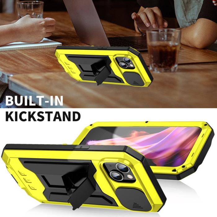 R-JUST - R-JUST Mobilskal till iPhone 15 Plus med Kickstand och Kamera Lock - Gul