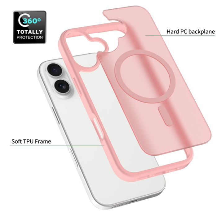 A-One Brand - iPhone 17 Mobilskal MagSafe Acrylic Hud Beröring - Rosa