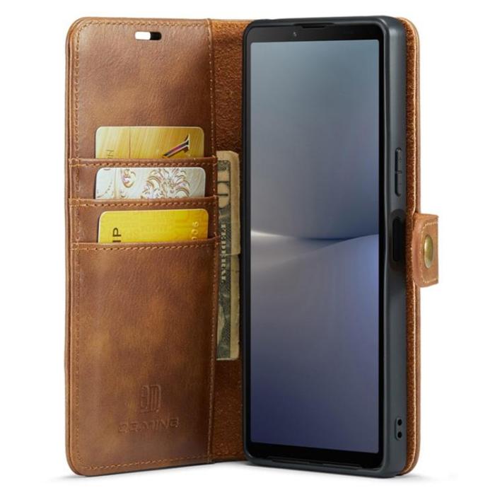 DG.MING - DG.MING Sony Xperia 10 V Plånboksfodral Äkta Läder 2in1 - Brun