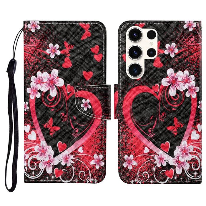 OEM - Mobilfodral för Samsung Galaxy S26 Ultra Konstläder - Röd hjärta