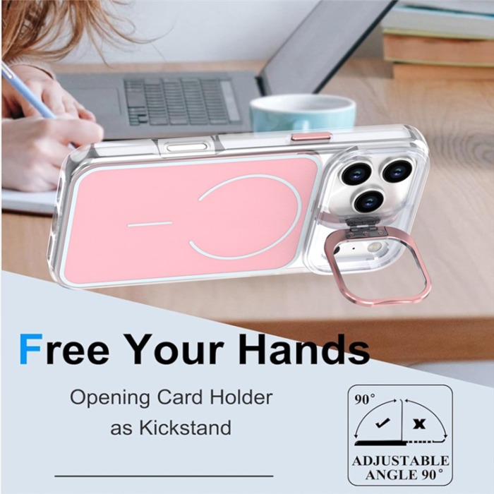 A-One Brand - iPhone 17 Pro Mobilskal MagSafe Lens Kickstand TPU + PC - Rosa